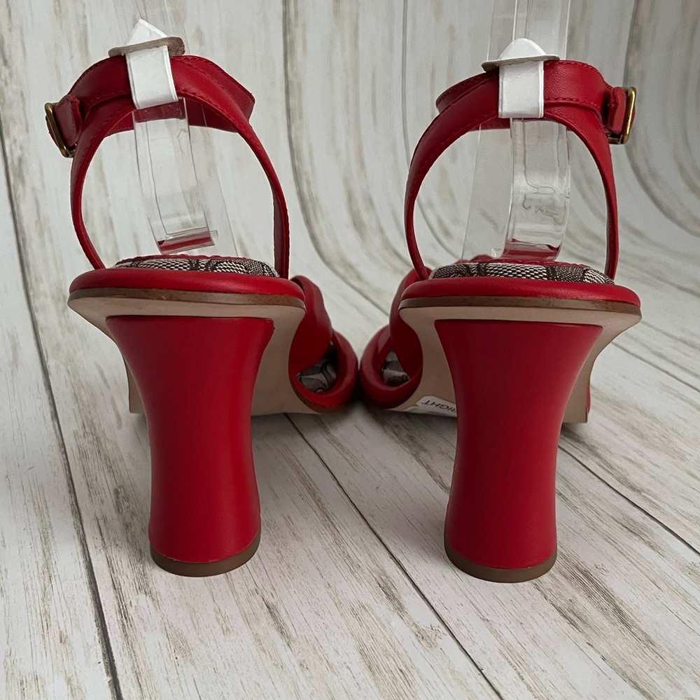 Coach Quincey Red Knot Ankle-Strap Block Heel Sandals - Picture 6 of 10